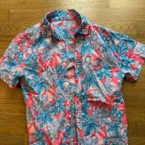 Vineyard Vines Boys Short Sleeve Button Down Island Floral Size M (12-14)